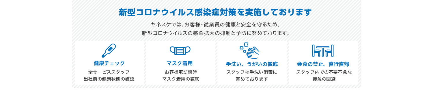 新型コロナウイルス対策を徹底しております